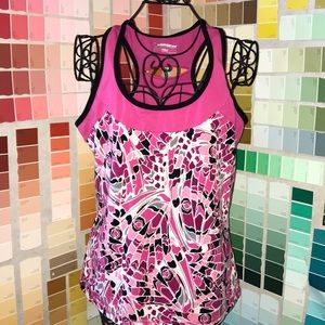 Xersion hot pink flower graphic tank top.